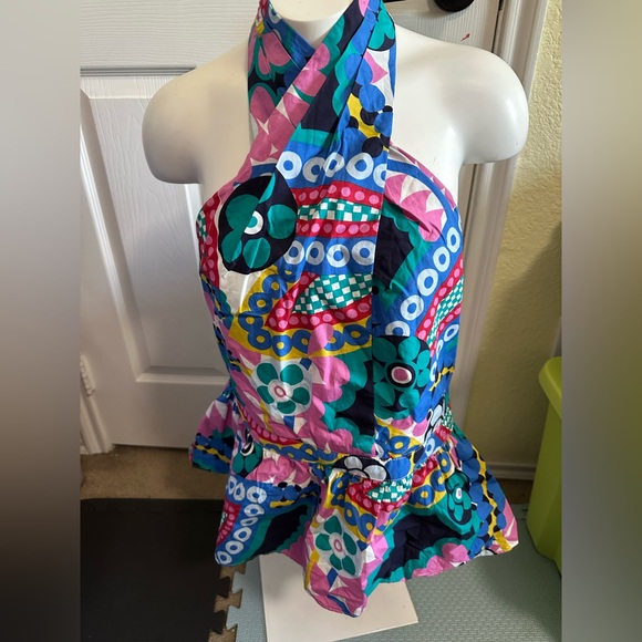 J. Crew Tops - J. Crew Peplum halter top in Ratti kaleidoscope floral Size XL